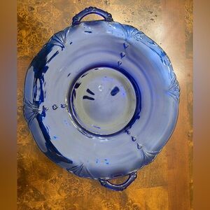 Elegant Blue Glass Decorative Plate